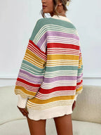 Rainbow Striped Drop Shoulder Oversized Sweater (8)