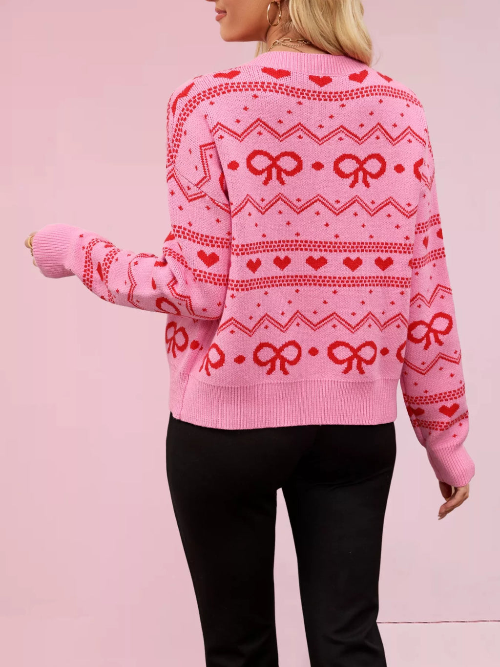 Bowknot Pattern Knit Cardigan (6)