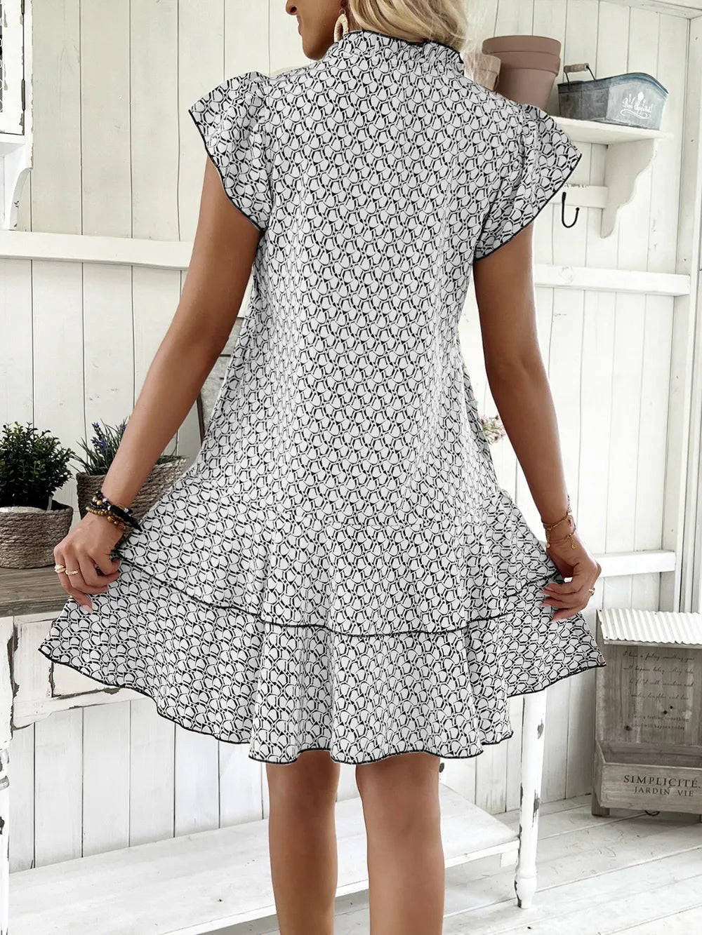 Full Size Ruffled Layered Printed Mini Dress Plus (2)