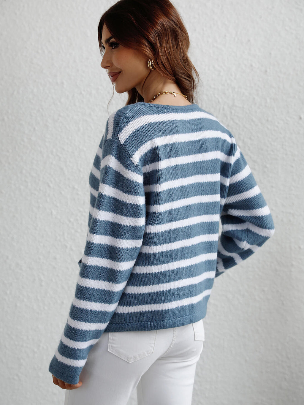 Striped Button Front Cardigan (6)
