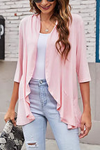 Open Front Three-quarter Sleeve Cardigan (4)