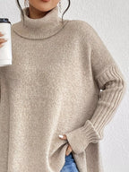 Turtleneck High-low Hem Sweater (2)