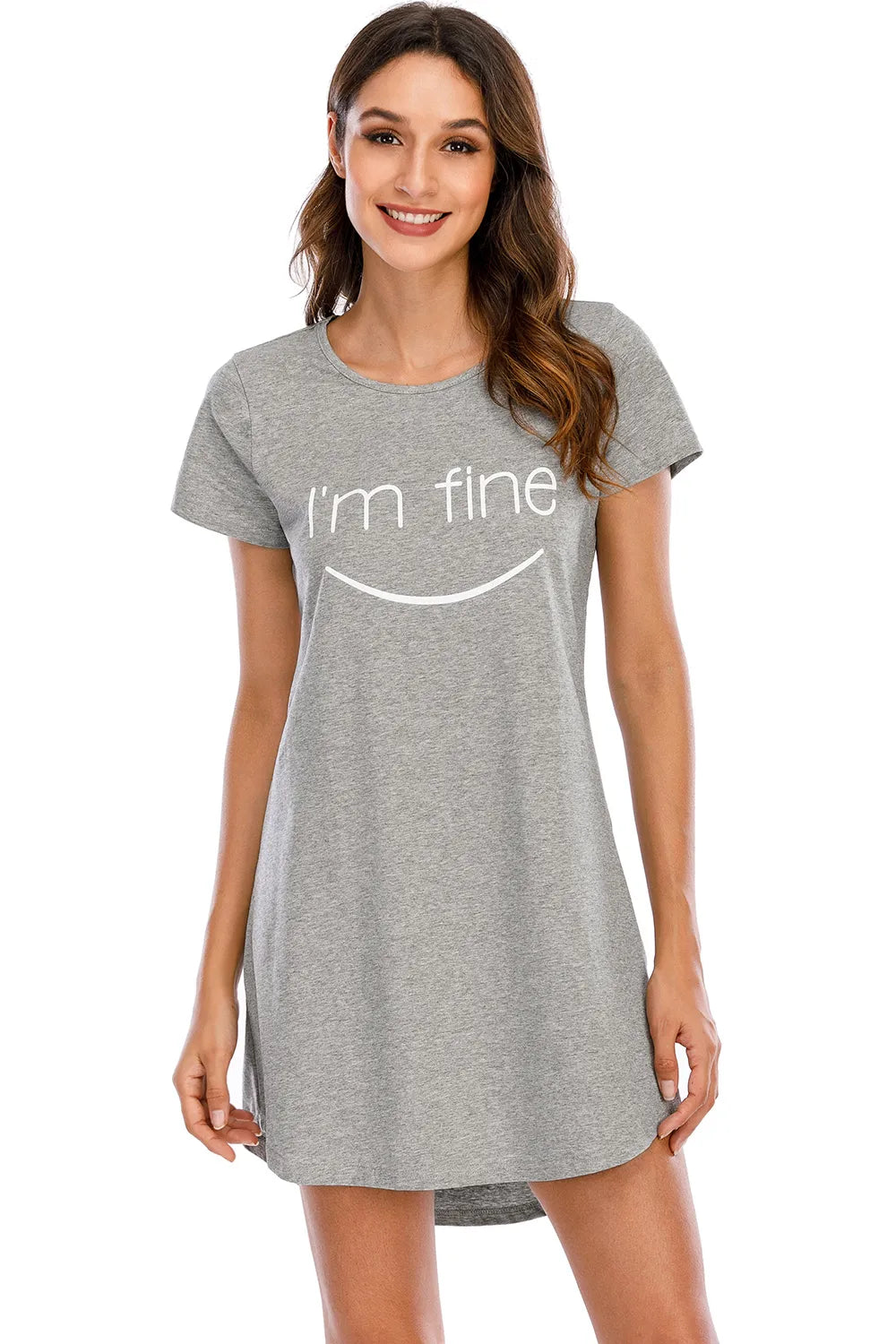 Graphic Round Neck Short Sleeve Lounge Dress (3)