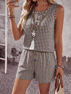 Gingham Sleeveless Top Shorts Set (7)