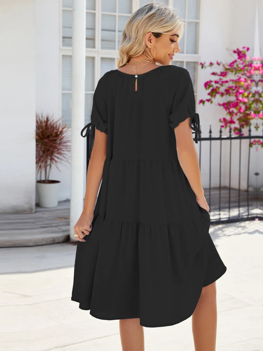 Tiered Round Neck Summer Dress (7)