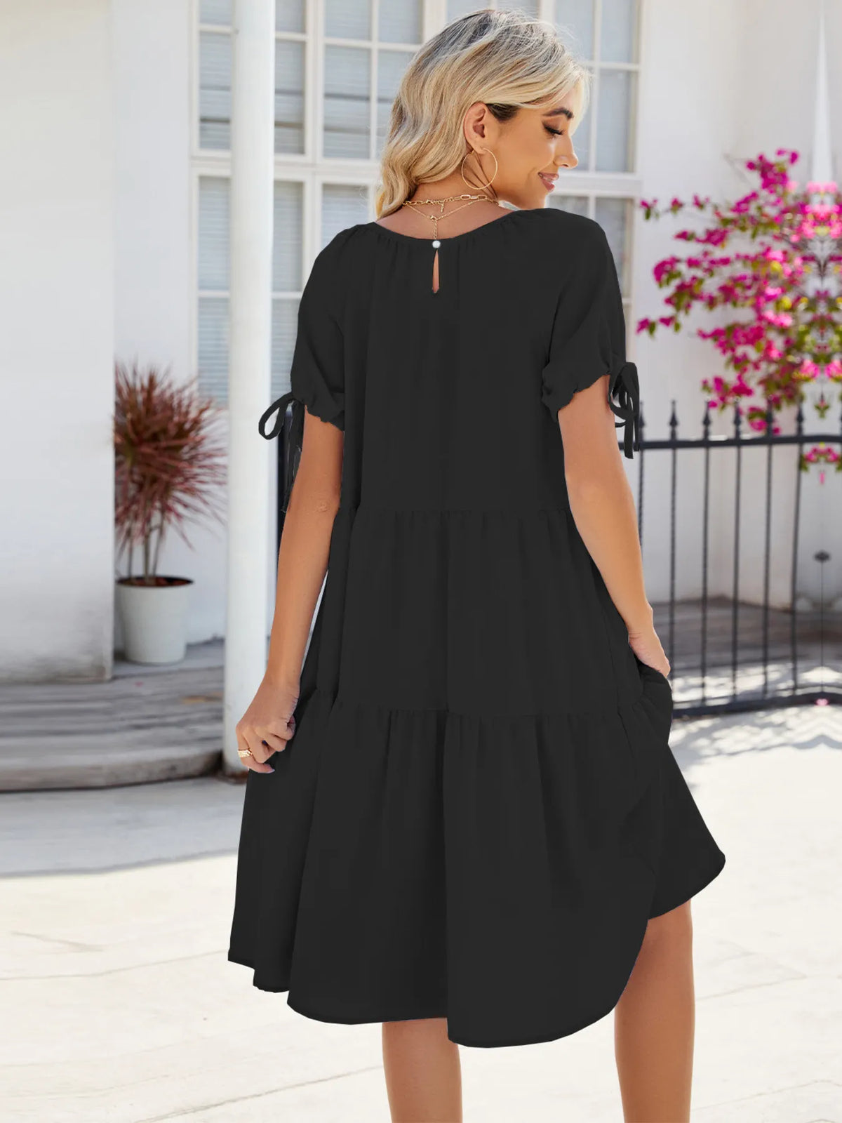Tiered Round Neck Summer Dress (7)