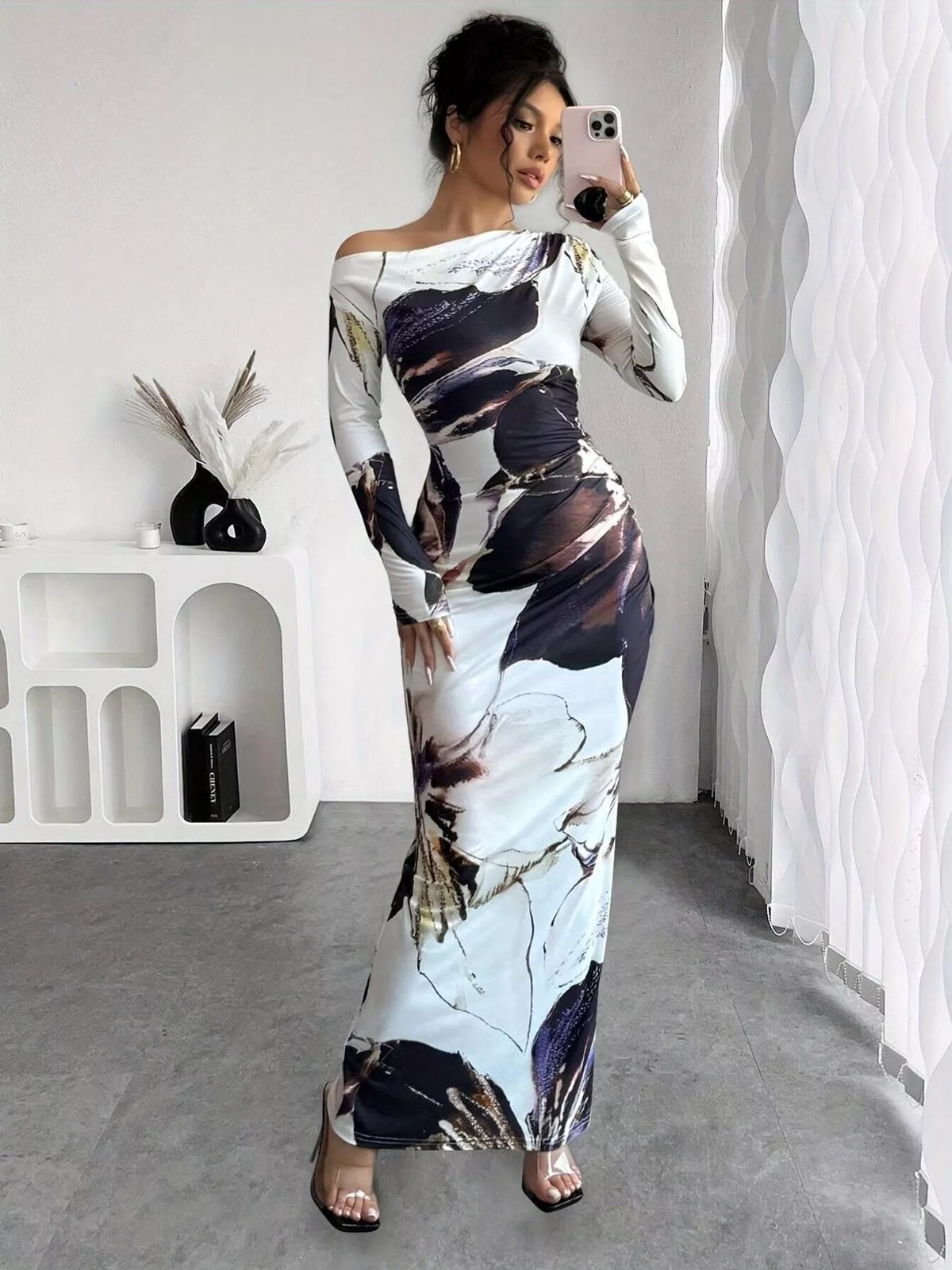 Floral Print One Shoulder Maxi Dress (28)