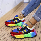 Lace-up Mesh Round Toe Platform Sneakers (3)