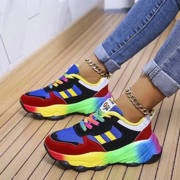 Lace-up Mesh Round Toe Platform Sneakers (3)