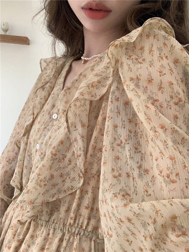 Retro Elegance Chiffon Midi Dress photo 7