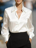 Elegant Shirt Sheer Striped Sleeves