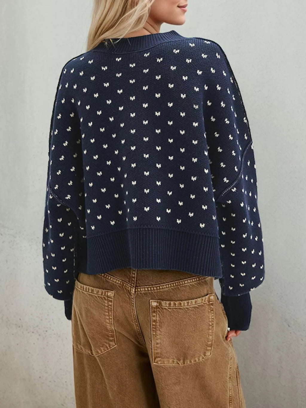 Ribbed Trim Dropped Shoulder Sweater (5)