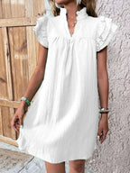 Ruffled Notched Cap Sleeve Mini Dress (15)