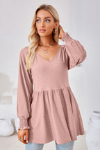 V-neck Lantern Sleeve Blouse (11)
