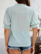 Frill Notched Short Sleeve Blouse (17)