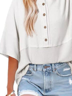 Button Detail Texture Knit T-shirt (11)