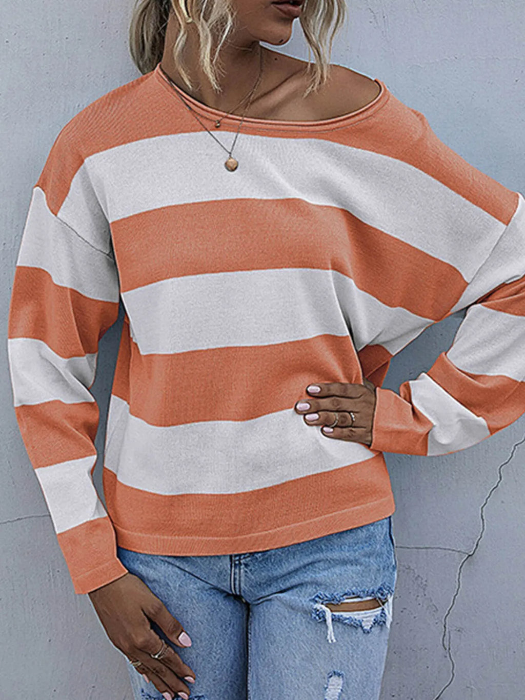Striped Casual Long Sleeve Knit Top (15)