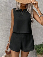 Sleeveless Top Shorts Casual Set (9)