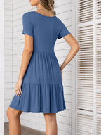 Round Neck Short Sleeve Mini Tee Dress (11)