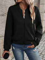 Textured Knit Zip-up Bomber Jacket (14)