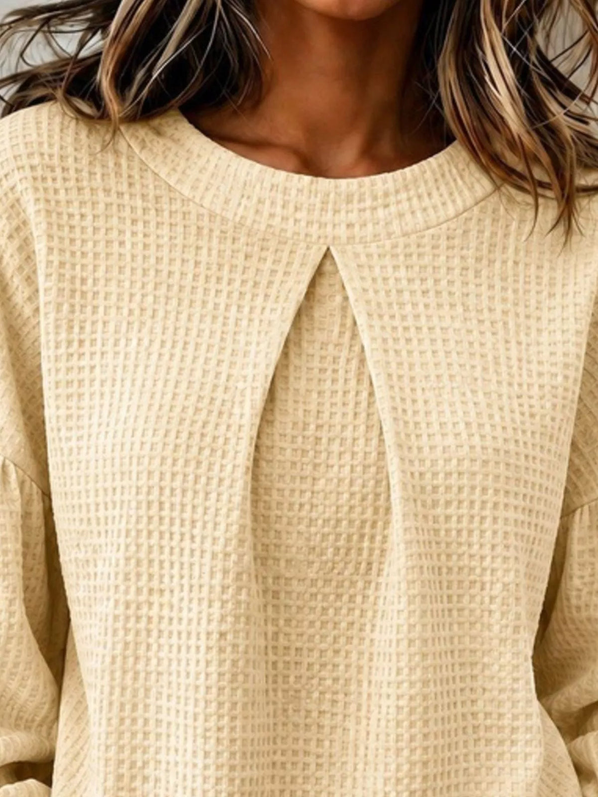 Waffle Knit Round Neck Top (2)