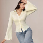 Solid Color Long Sleeve Cotton Tee photo 2
