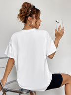 Round Neck Short Sleeve Let's Go Graphic T-shirt (2)