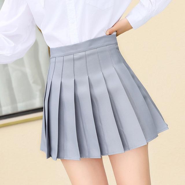 Pleated Skirt Short variant CJNSXZQZ01492-Grey-XL|CJNSXZQZ01492-Grey-S|CJNSXZQZ01492-Grey-L|CJNSXZQZ01492-Grey-XXL|CJNSXZQZ01492-Grey-XS|CJNSXZQZ01492-Grey-M