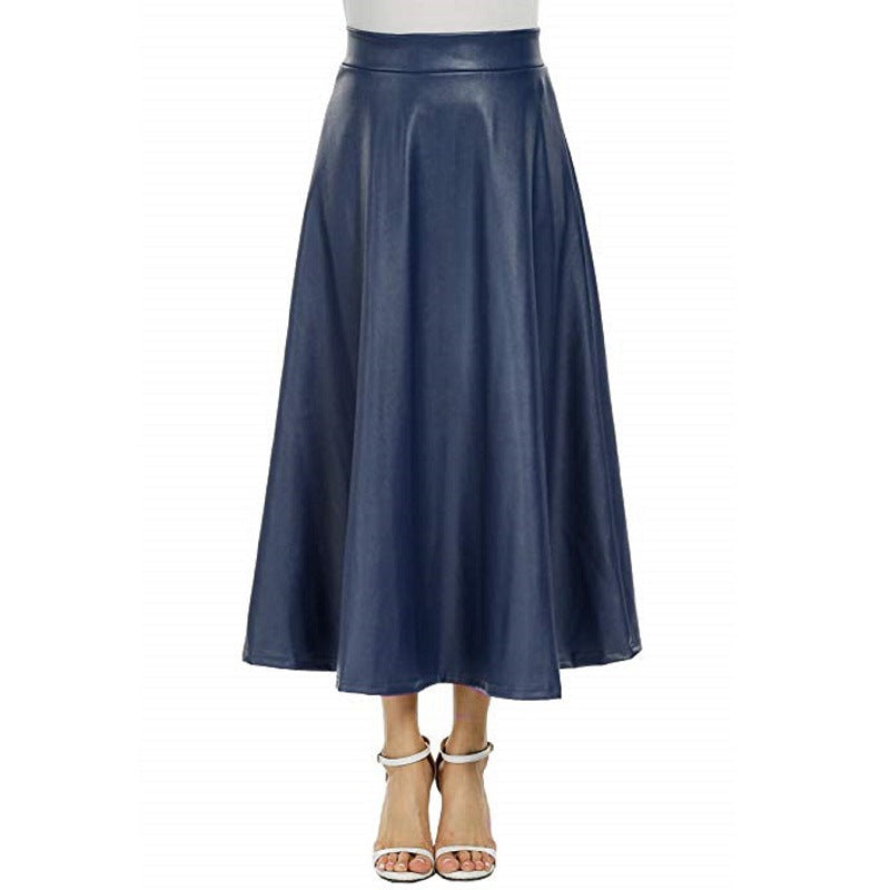 Pu Skirt Long High Waist variant CJNSXZQZ00508-Navy-XL|CJNSXZQZ00508-Navy-L|CJNSXZQZ00508-Navy-M|CJNSXZQZ00508-Navy-XXL|CJNSXZQZ00508-Navy-S