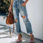 Ripped Lace-up White Trouser Jeans photo 2