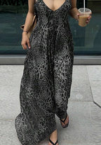 Women's Summer Fashion Leopard Print Spaghetti Strap Dress (2)