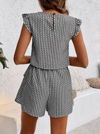 Printed Round Neck Top Layered Shorts Set (23)