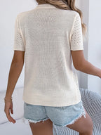 Button Up Short Sleeve Knit Cardigan (8)