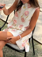 Pink Floral Round Neck Dress variant CJWS312406101AZ|CJWS312406102BY|CJWS312406103CX|CJWS312406104DW|CJWS312406105EV