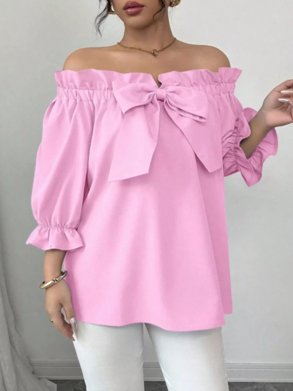 Bow Flounce Sleeve Blouse (17)