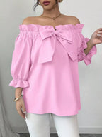 Bow Flounce Sleeve Blouse (17)