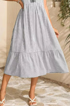 Striped Ruffle Sleeve Midi Dress (9)
