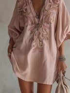 Full Size Embroidered V-neck Mini Dress Plus (6)