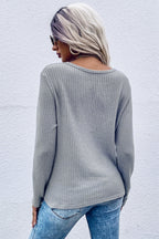 Twist Front Long Sleeve Waffle Knit Top (7)