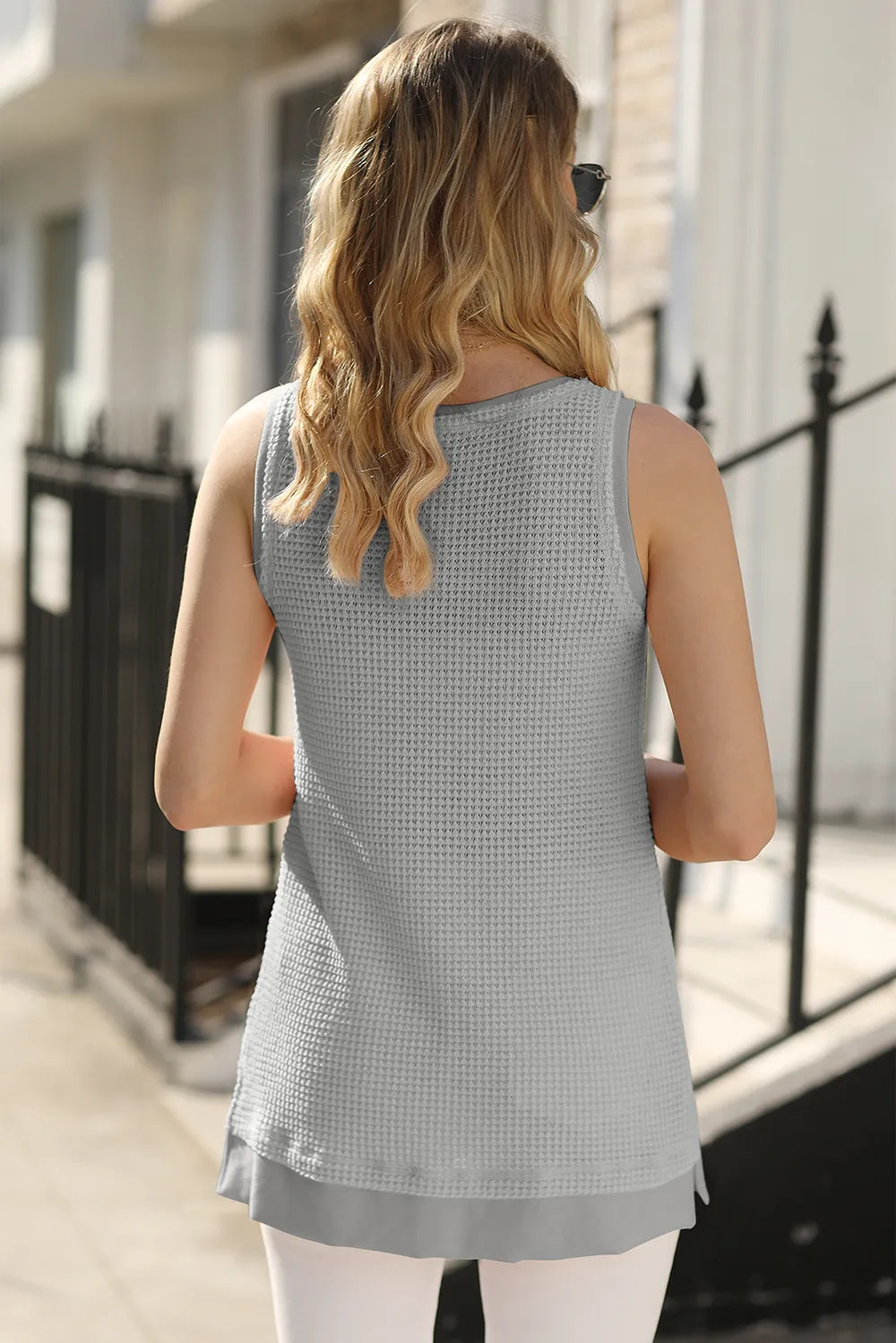 Waffle-knit Wide Strap Tank (15)