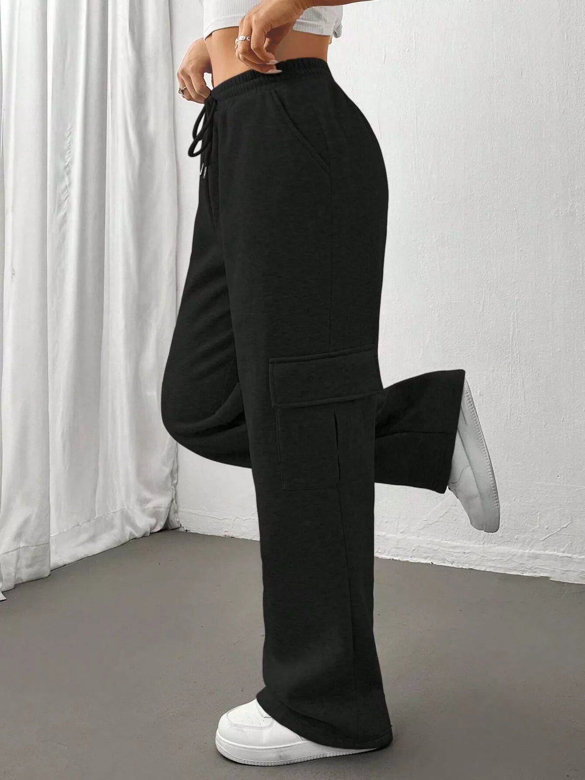 Relaxed Fit Pants Drawstring Waist (3)