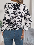 Printed V-neck Long Sleeve Blouse (2)