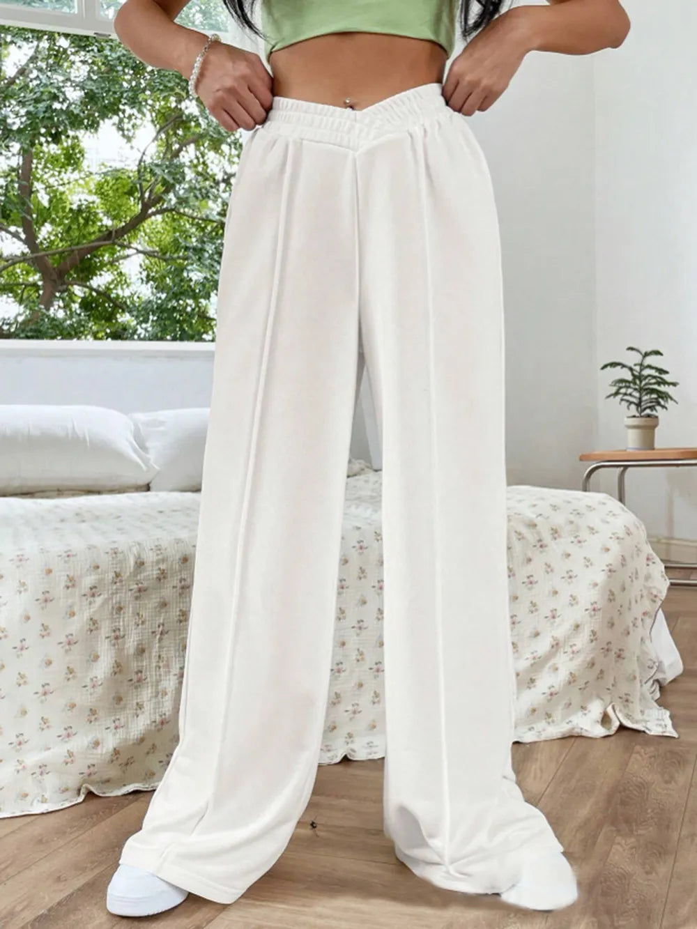 Elastic Waist Wide Leg Pants (19)