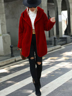Open Front Ribbed Hooded Coat (6)