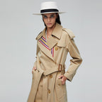 Stripes Double-breasted Trench Coat British Slim Waist photo 2