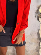 Full Size Lapel Collar Long Sleeve Blazer Plus (3)