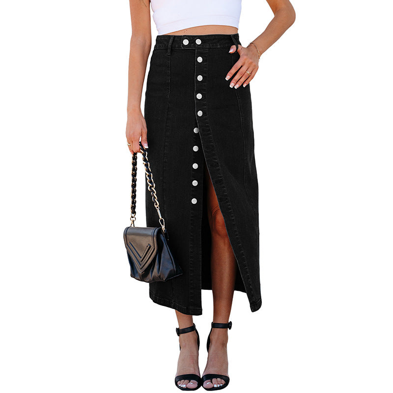 Button Irregular Slit Midi Dress photo 3