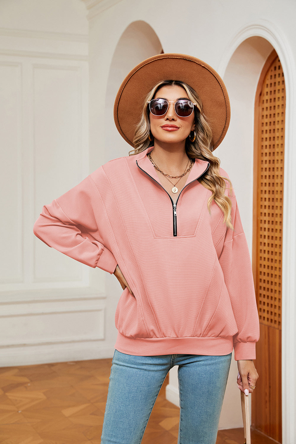Half-zip Dropped Shoulder Sweatshirt (10)