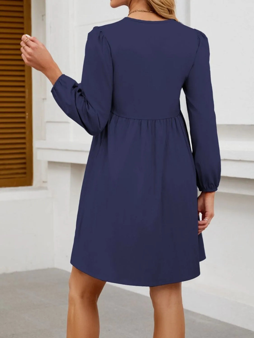 Tie Front Long Sleeve Mini Dress (9)