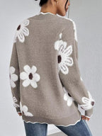 Floral V-neck Long Sleeve Sweater (12)